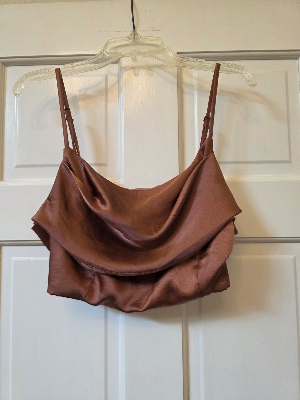Altar'd State Satin Cowl Crop Top, Brown, Size Medium